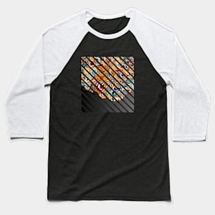 Black Gradient Floral abstract illustration truck art Baseball T-Shirt